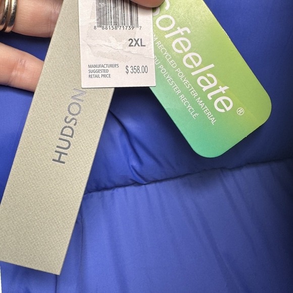 HUDSON Free Thinkers 2XL Puffer Jacket Full Zip Blue Lightweight NWT Mens - Picture 6 of 10